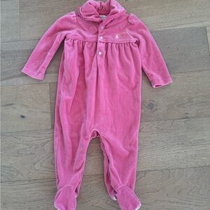 Ralph Lauren Pink Velour Kids Footie